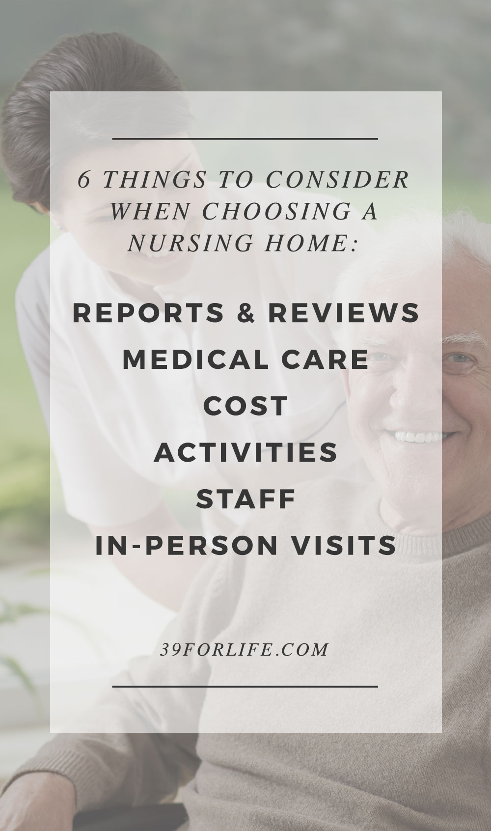 Choosing a nursing home can be stressful and overwhelming. Before you start your research, consider these six factors to finding the right fit.