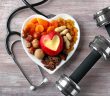 Healthy food in a heart shape bowl