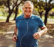 Senior man in fitness wear running